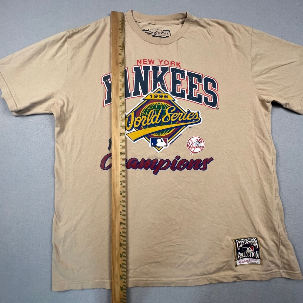 Mitchell & Ness NY Yankees T-Shirt Mens XL Tan 1996 World Series Champions - Picture 12 of 14